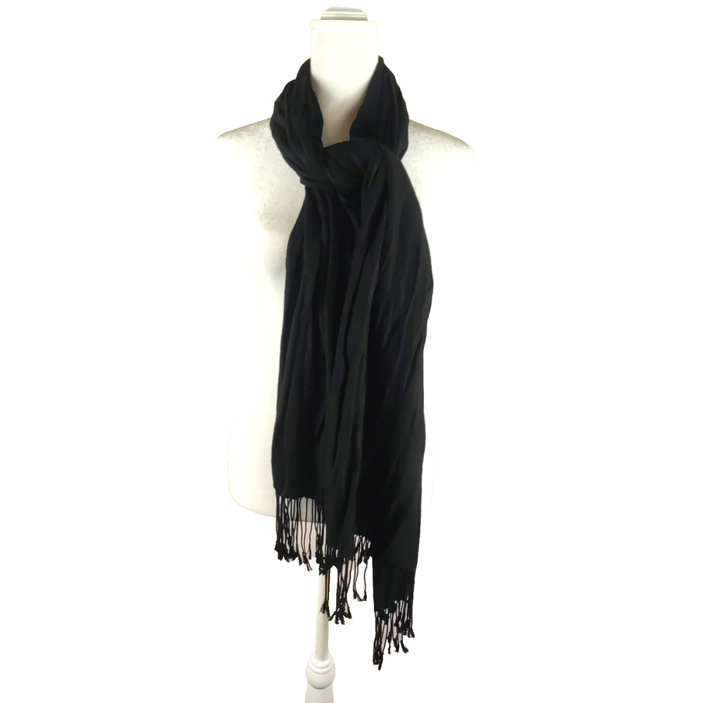 Rectangle Black Scarf 70" X 36" Fringe Elegance Church